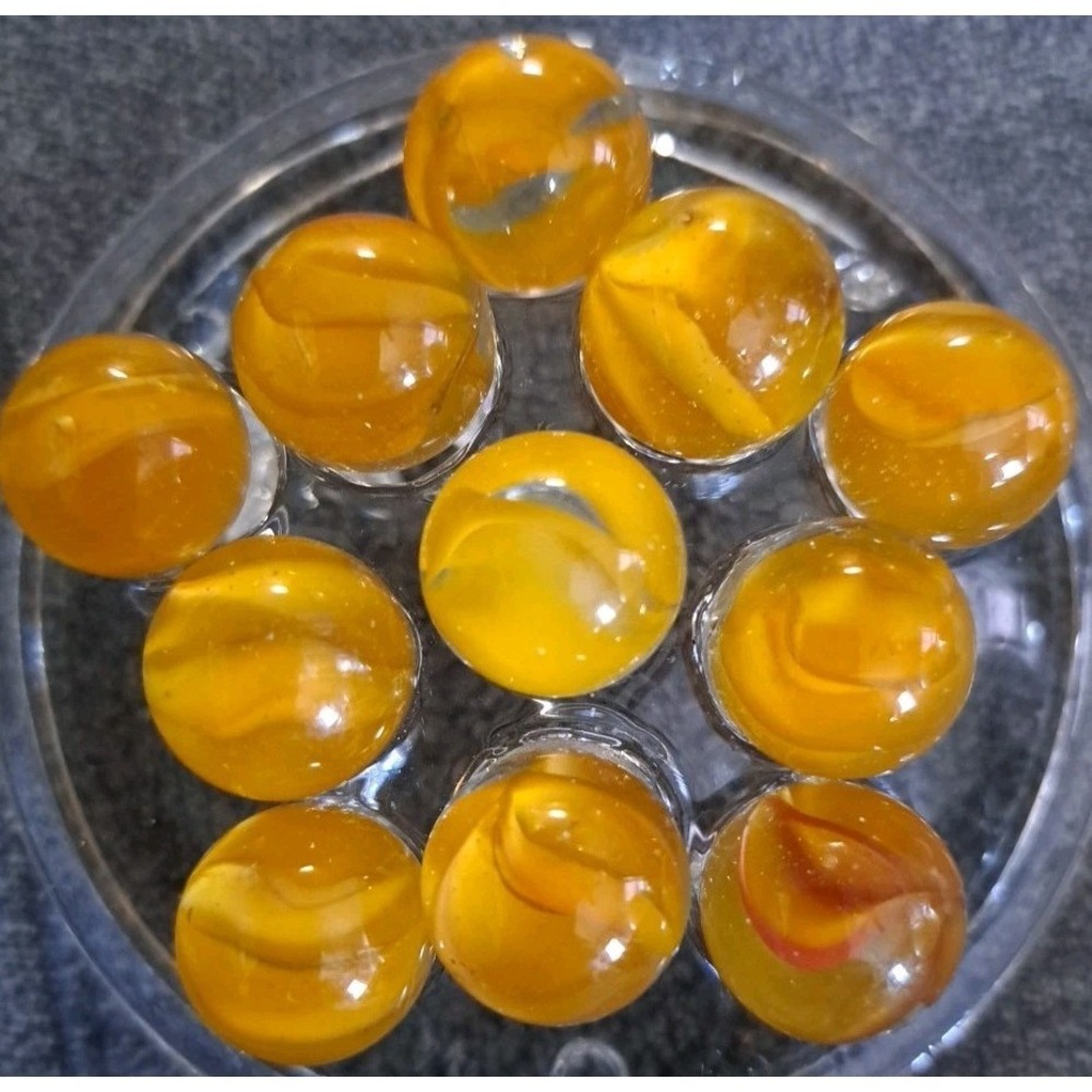 Lot Of 11 Estate Sale Marbles Orange Cats Eye